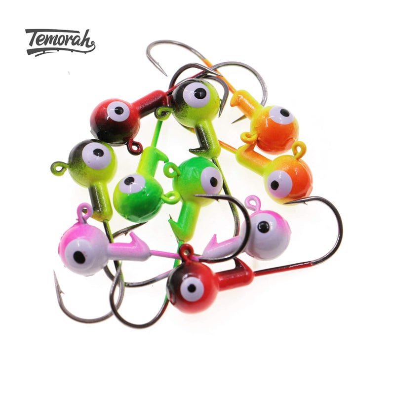 Temorah Fishing Lures Jig Heads,Ball Heads 1/32oz-1/2oz,Sharp Fishing Hooks for Freshwater or Saltwater (Assorted(Two-Tone), 1/2OZ 20PCS) - Image 2